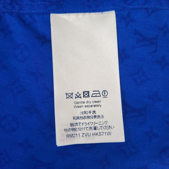 Louis Vuitton Men's Blue Cotton Monogram Classic Shirt - Picture 14 of 15